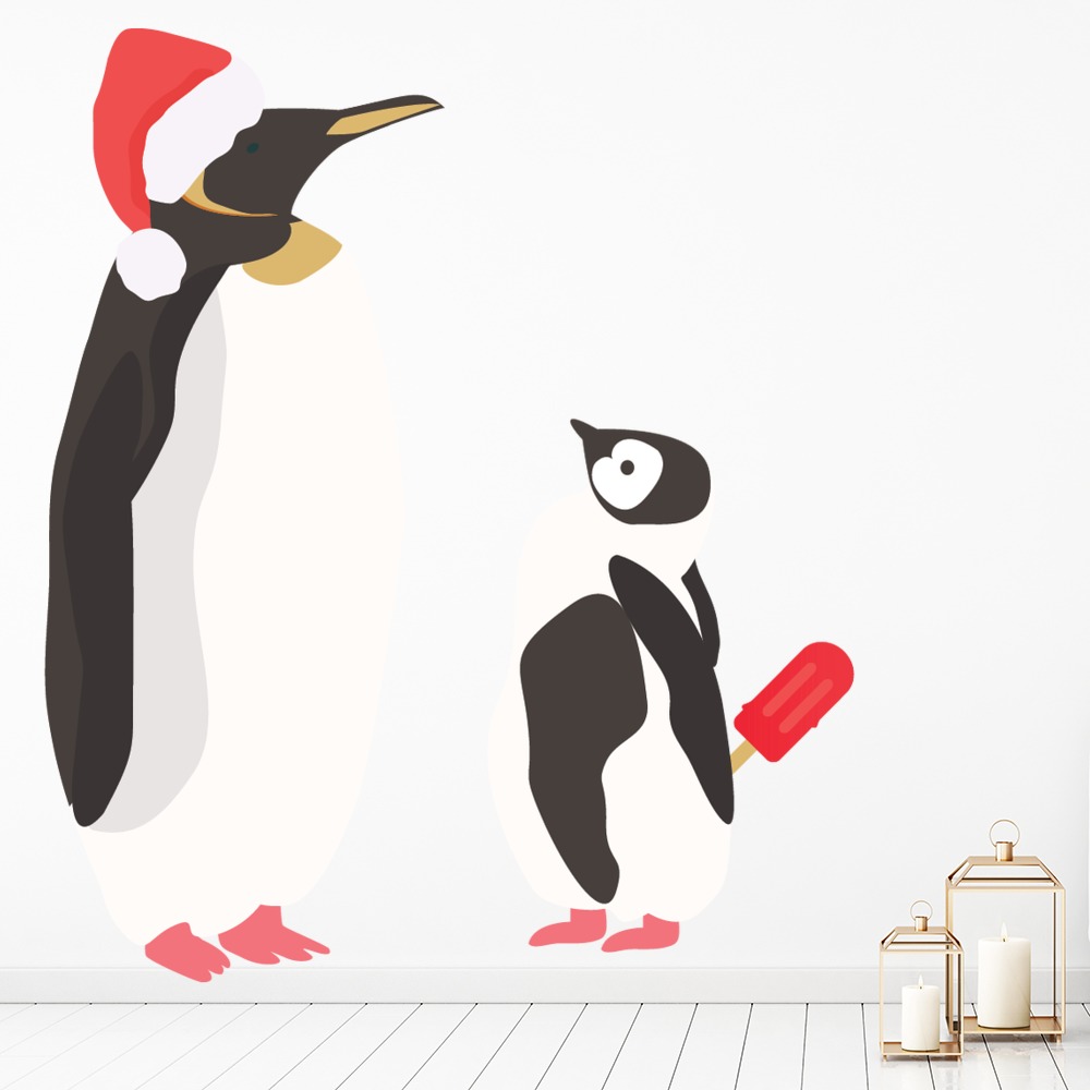 Festive Penguins Christmas Wall Sticker
