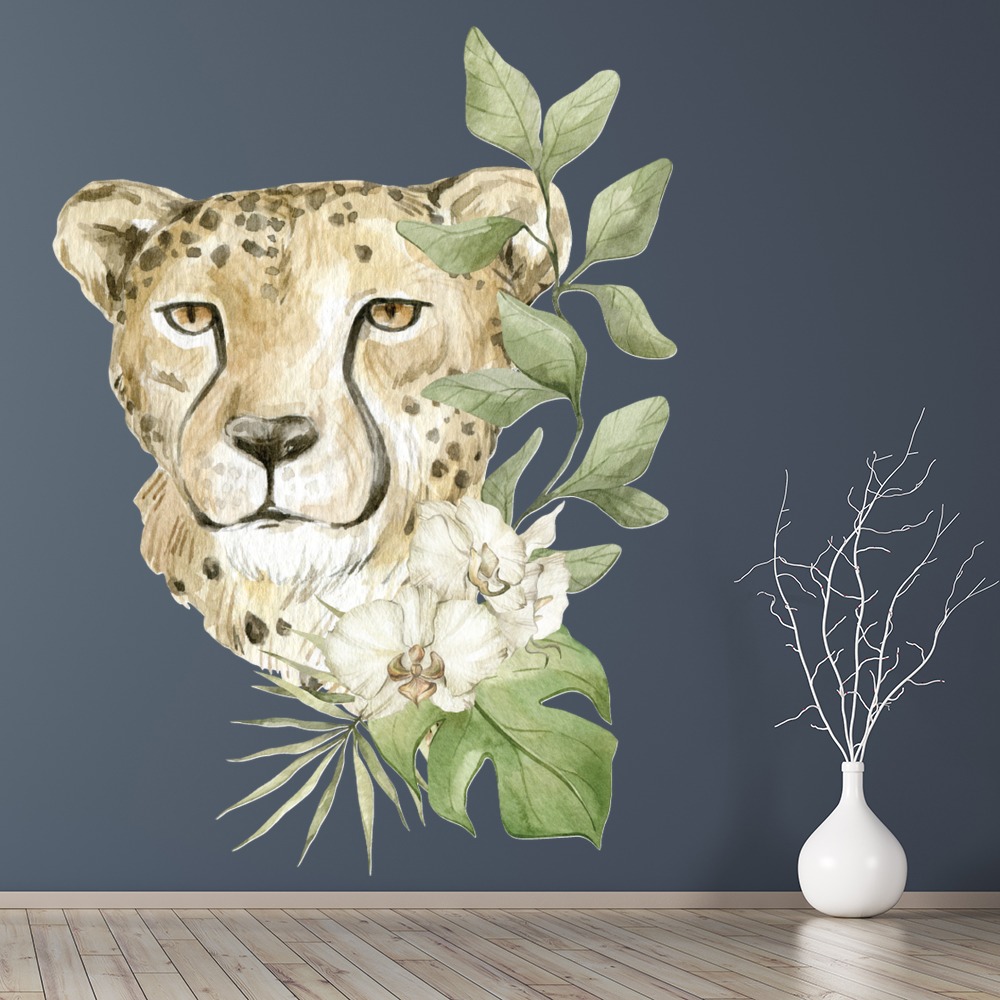 Floral Leaf Leopard Wall Sticker
