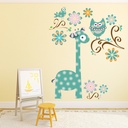 Flower Giraffe & Owl Tree Nursery Wall Sticker Scene
