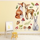 Forest Animals Fox Deer Rabbit Wall Sticker Set