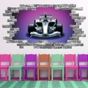 Formula Race Car Sports Grey Brick 3D Hole In The Wall Sticker