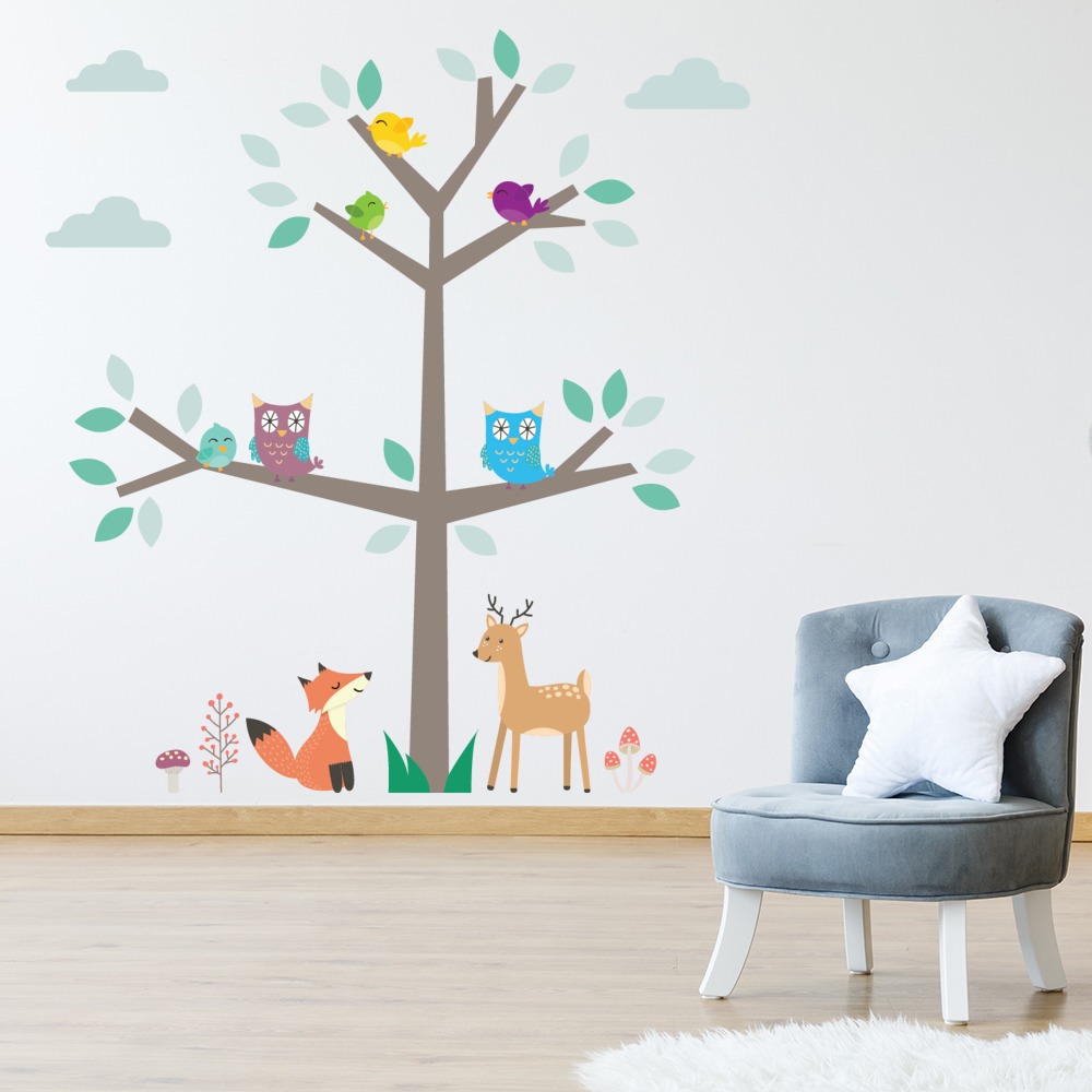 Fox & Owl Tree Nursery Wall Sticker