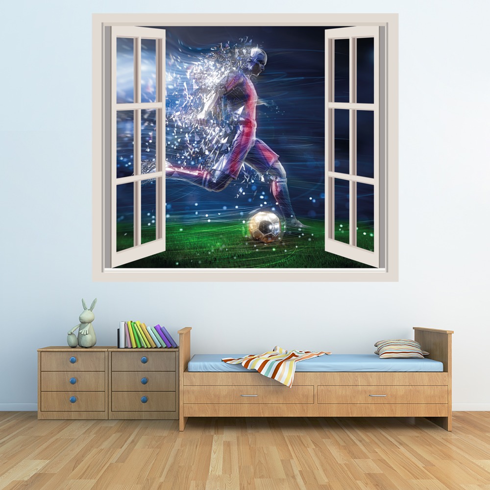 Football Player 3D Window Wall Sticker