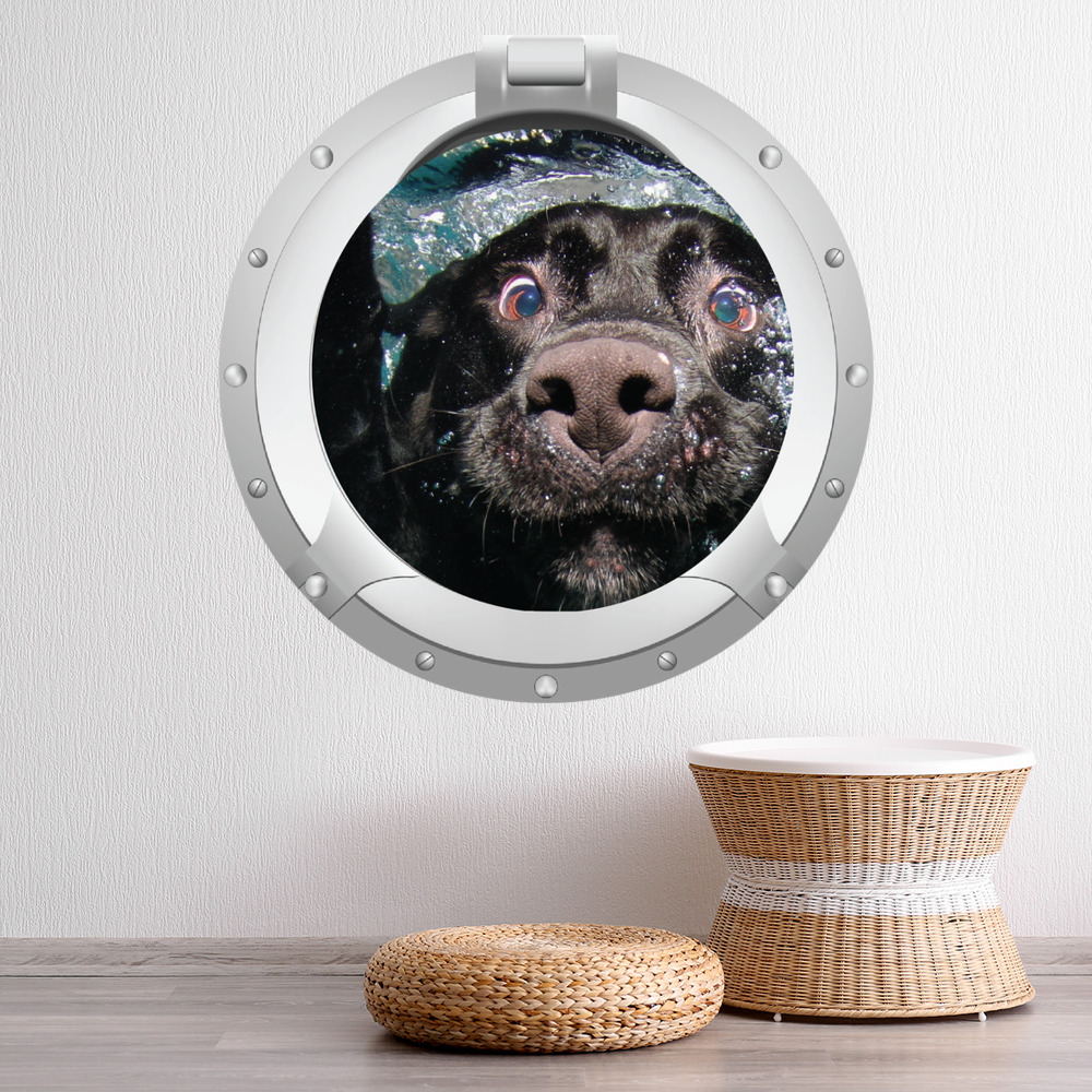 Fun Dog Porthole 3D Wall Sticker