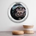 Fun Dog Porthole 3D Wall Sticker