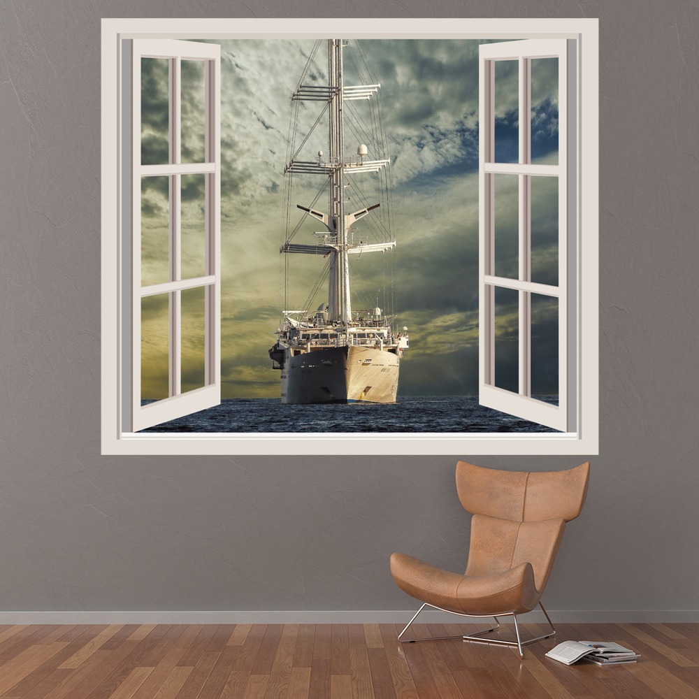 Galleon Ship 3D Window Wall Sticker