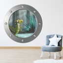 Friendly Dinosaur Porthole Wall Sticker