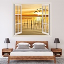 Golden Lake Sunset 3D Window Wall Sticker