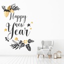 Gold & Black Design Happy New Year Christmas Wall Sticker