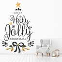 Gold & Black Design Holly Jolly Christmas Wall Sticker