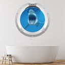 Great White Shark Porthole 3D Wall Sticker