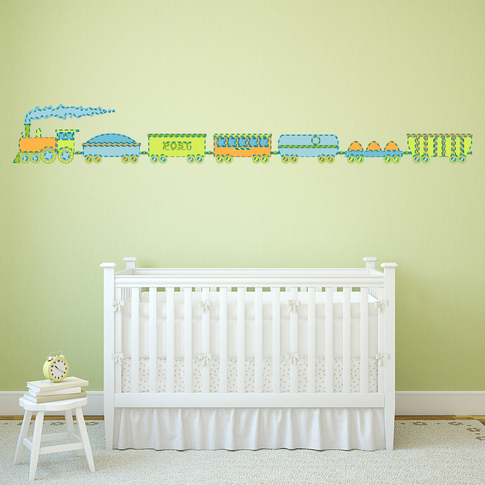 Green Blue Train Childrens Wall Sticker