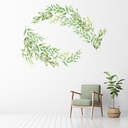 Green Leaves Floral Frame Border Wall Sticker Set