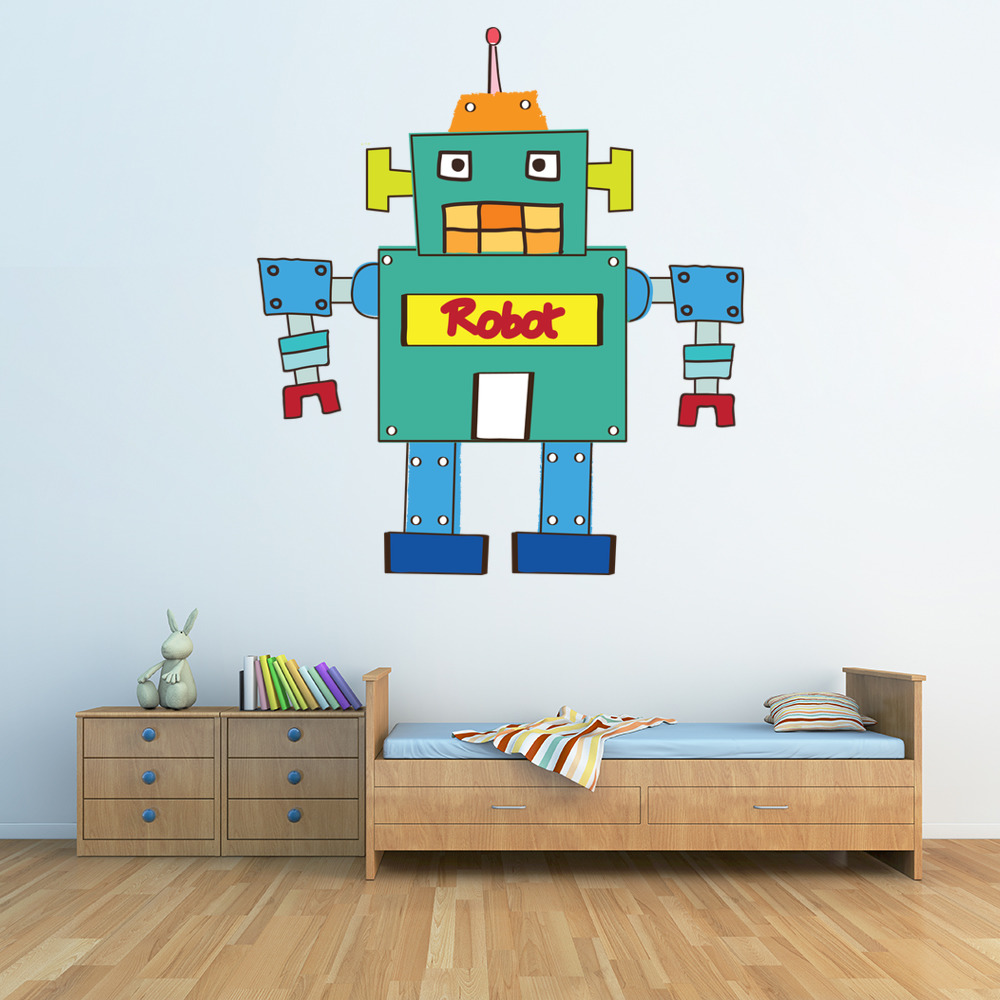Green Robot Kids Wall Sticker
