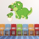 Green Triceratops Dinosaur Wall Sticker - Mod1