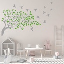 Green Leaves Grey Tree Wall Sticker