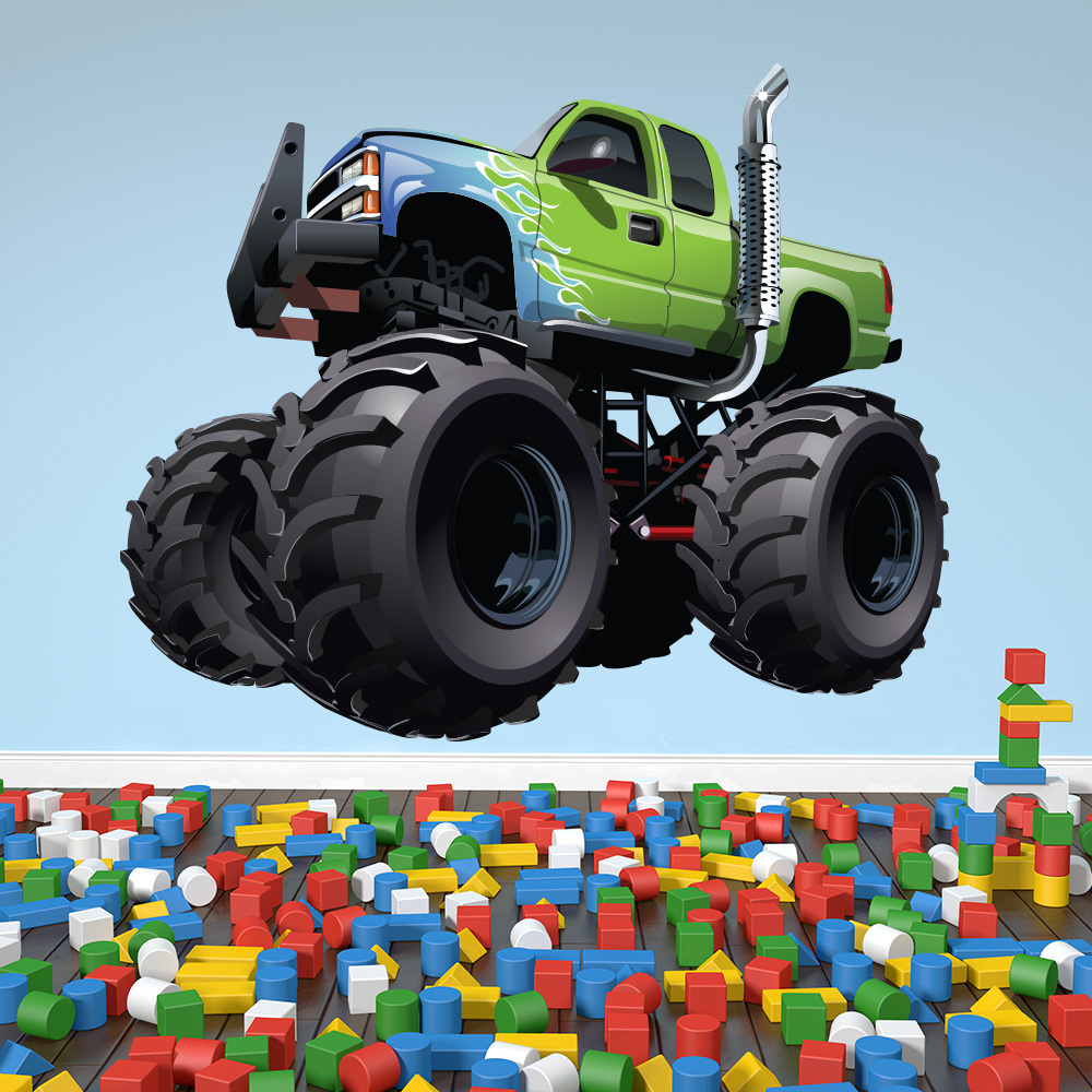 Green Monster Truck Wall Sticker