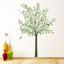 Green Tree Pink Flower Wall Sticker