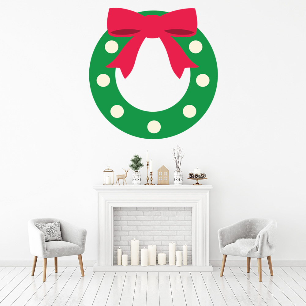 Green Xmas Wreath Christmas Wall Sticker