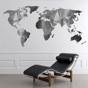 Grey Geometric World Map Wall Sticker
