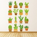 Happy Cactus Desert Plant Wall Sticker Set