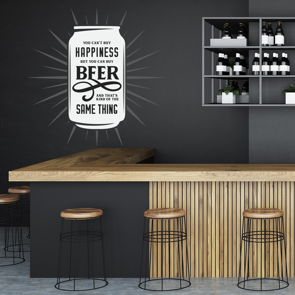 Happiness Is Beer Quote Wall Sticker