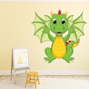 Happy Green Dragon Monster Wall Sticker