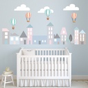 Hot Air Balloon City Childrens Wall Sticker