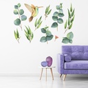 Hummingbird Green Leaves Wall Sticker Set