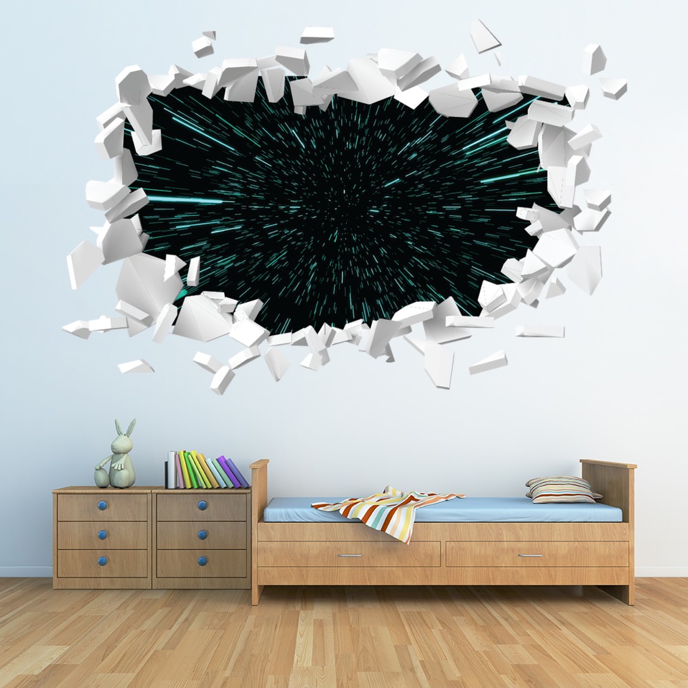 Hyperspace White Brick 3D Hole In The Wall Sticker