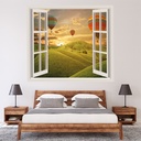 Hot Air Balloon Sunset 3D Window Wall Sticker