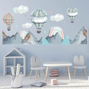 Hot Air Balloons Over Mountains Nursery Decor Wall Sticker