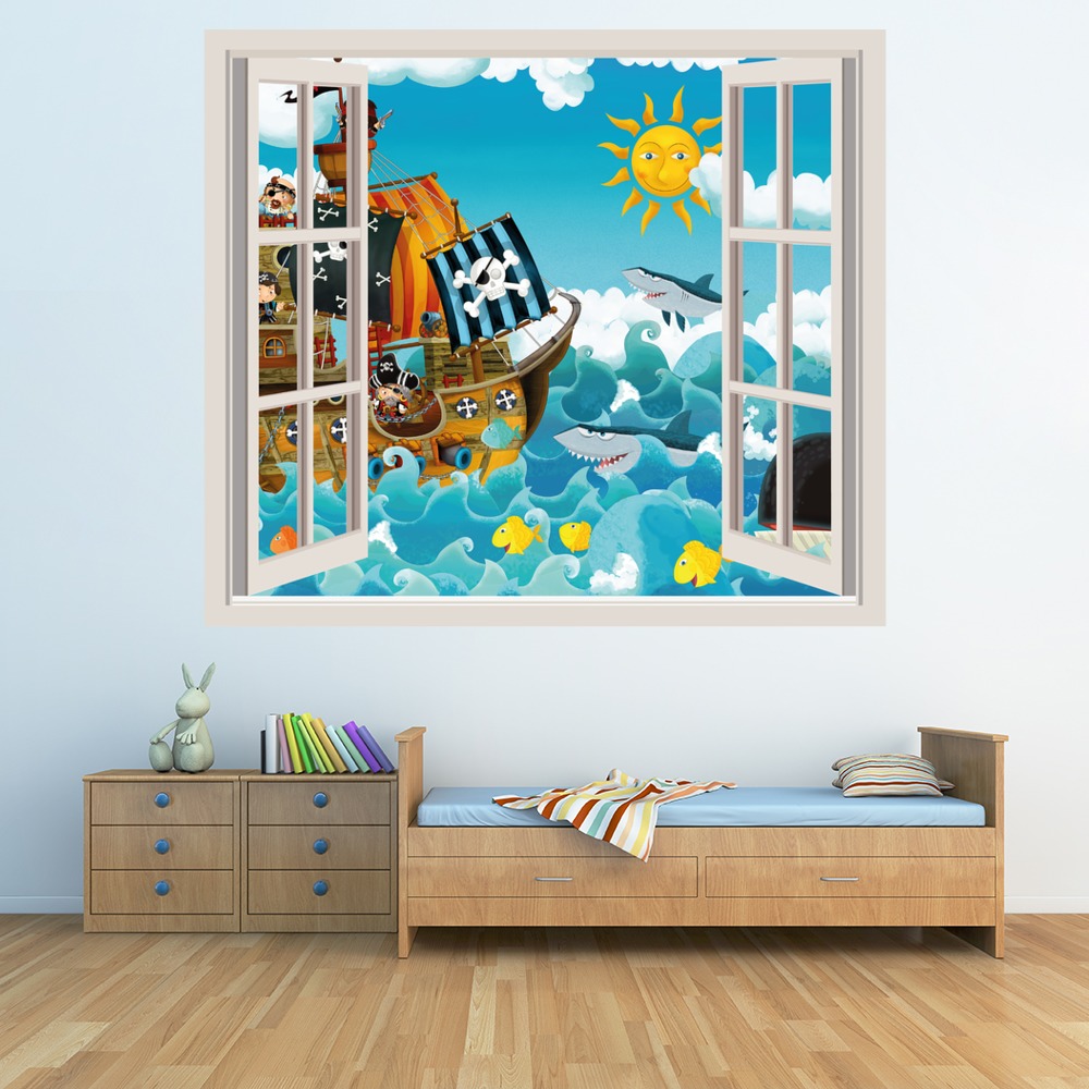 Jolly Roger Pirate 3D Window Wall Sticker