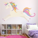 Jumping Unicorn Rainbow Hair Wall Sticker