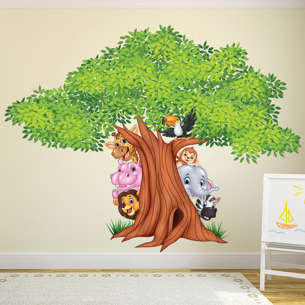 Jungle Animal Tree Childrens Wall Sticker