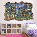 Jungle Friends 3D Hole In The Wall Sticker