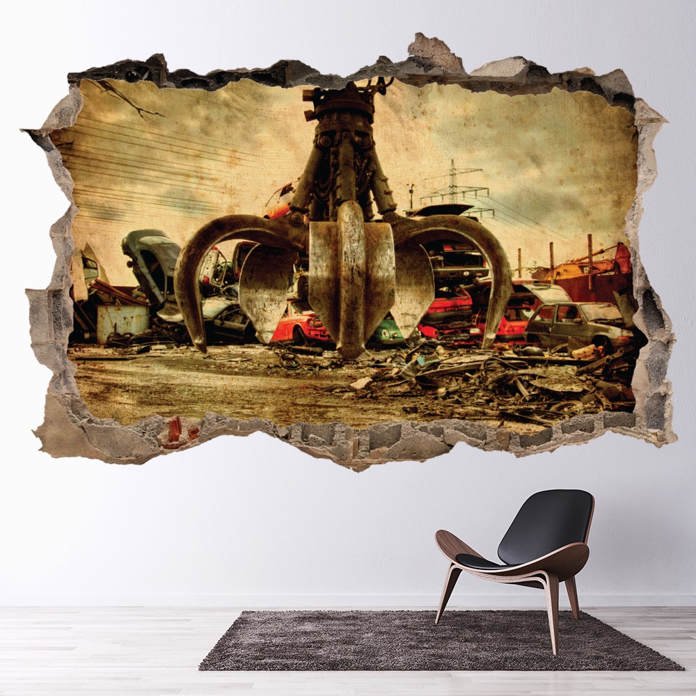 Junkyard Claw 3D Hole In The Wall Sticker