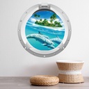 Island Dolphin Porthole 3D Wall Sticker