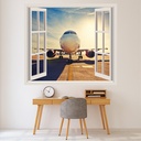 Jumbo Jet Airplane 3D Window Wall Sticker