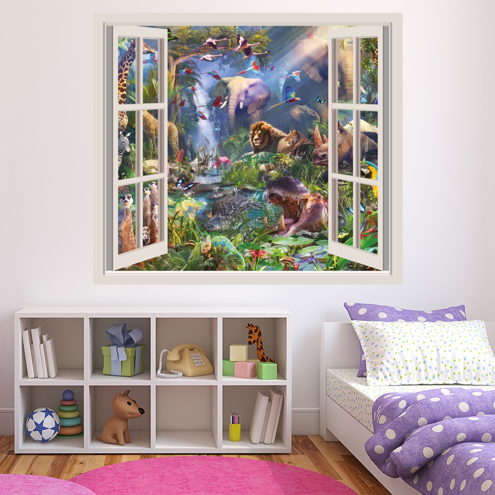 Jungle Animals 3D Window Wall Sticker