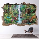 Jungle Lake Animals 3D Hole In The Wall Sticker