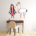 Girl And Llama Wall Sticker