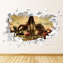 Junkyard Claw White Brick 3D Hole In The Wall Sticker