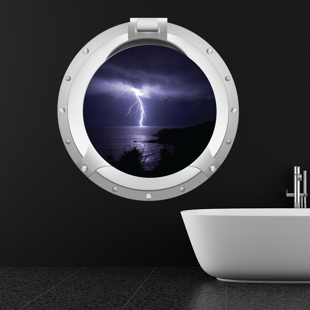 Lightning Bolt Porthole 3D Wall Sticker