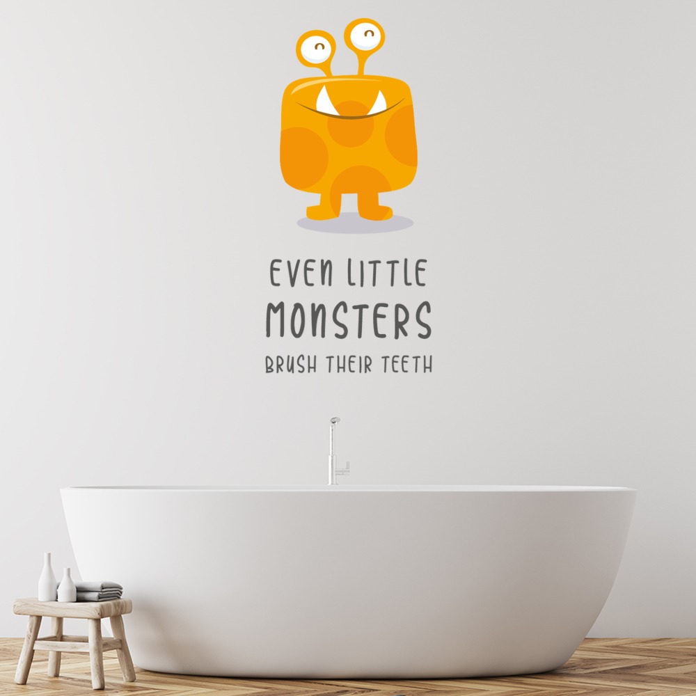 Little Monsters, Brush Teeth Kids Bathroom Wall Sticker