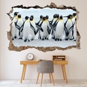 King Penguins 3D Hole In The Wall Sticker