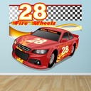 Fire Wheels Red Race Car Wall Sticker