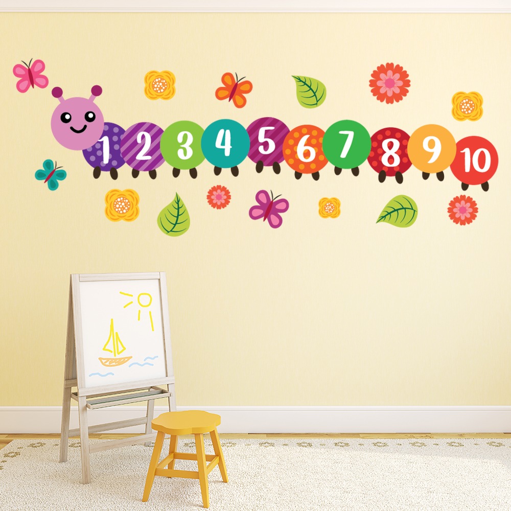 Learn To Count Caterpillar Maths Classroom School Wall Sticker