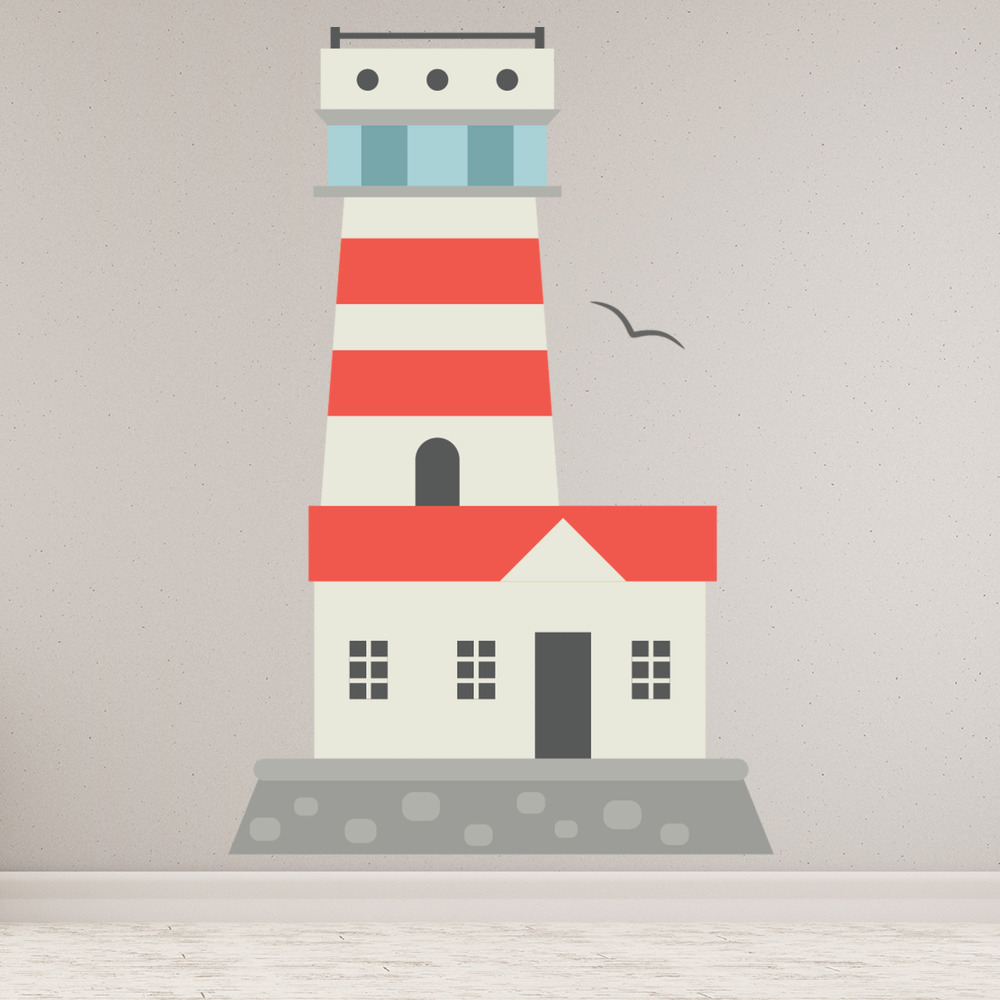 Lighthouse Red White Stripe Wall Sticker