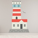 Lighthouse Red White Stripe Wall Sticker